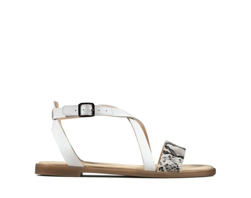 Clarks Bay Rosie Sandals Flat Sandals Grey Snake Women - India T2K1118-B0