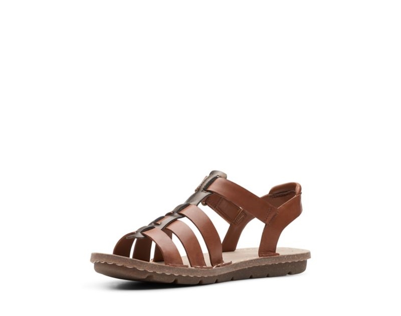 Clarks Blake Jewel Flat Sandals Dark Brown Women - India P1V2153-O0