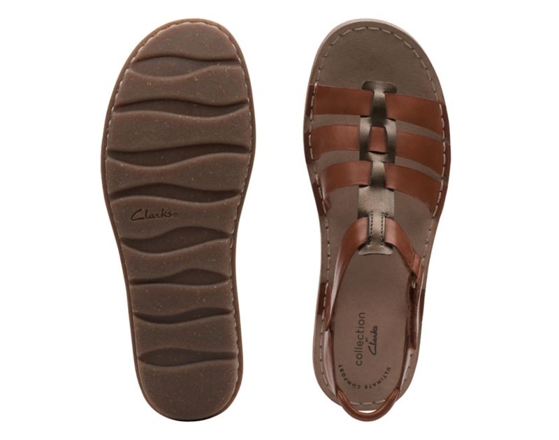 Clarks Blake Jewel Flat Sandals Dark Brown Women - India P1V2153-O0