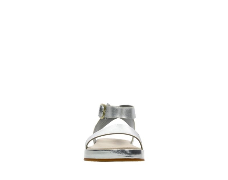 Clarks Botanic Ivy Flat Sandals Silver Women - India B7L4842-N0