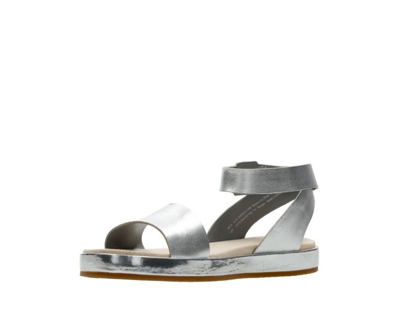 Clarks Botanic Ivy Flat Sandals Silver Women - India B7L4842-N0