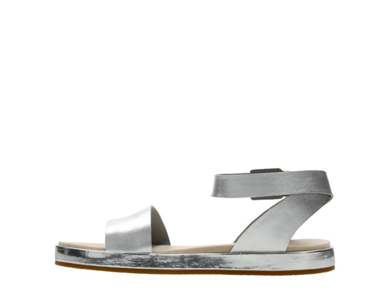 Clarks Botanic Ivy Flat Sandals Silver Women - India B7L4842-N0