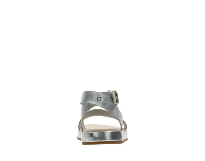 Clarks Botanic Ivy Flat Sandals Silver Women - India B7L4842-N0