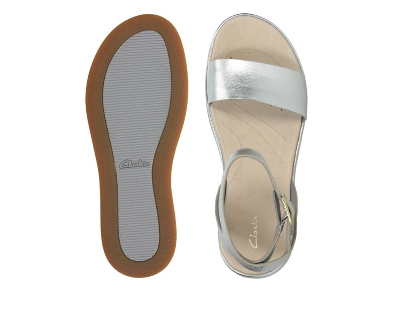 Clarks Botanic Ivy Flat Sandals Silver Women - India B7L4842-N0