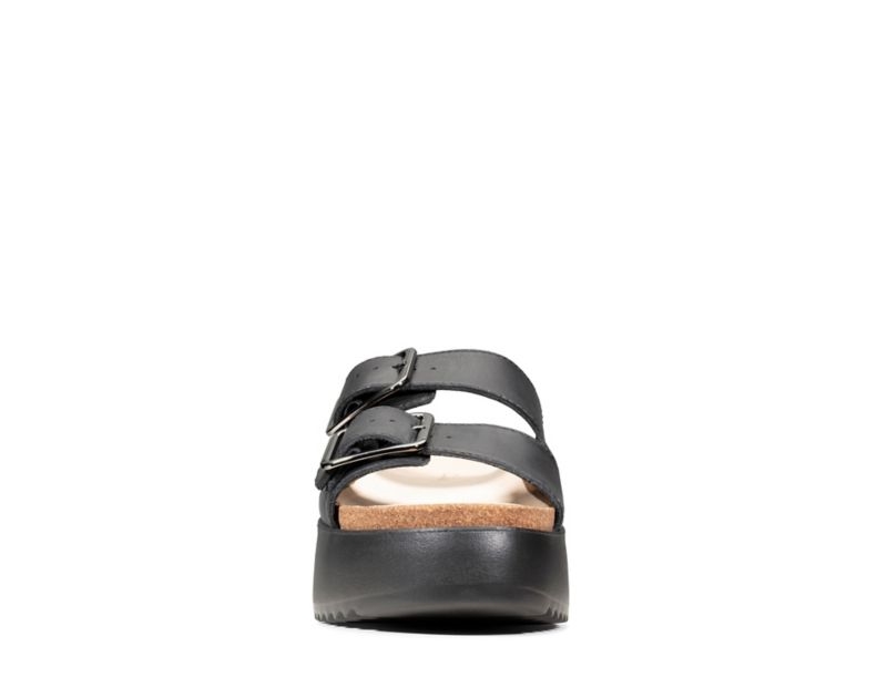 Clarks Botanic Sliders Black Women - India U6I5144-B9