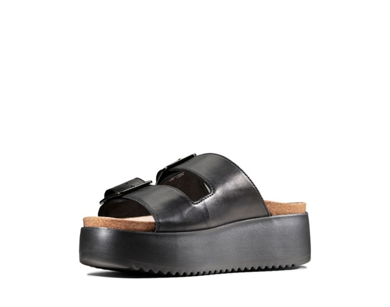 Clarks Botanic Sliders Black Women - India U6I5144-B9