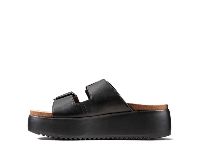 Clarks Botanic Sliders Black Women - India U6I5144-B9