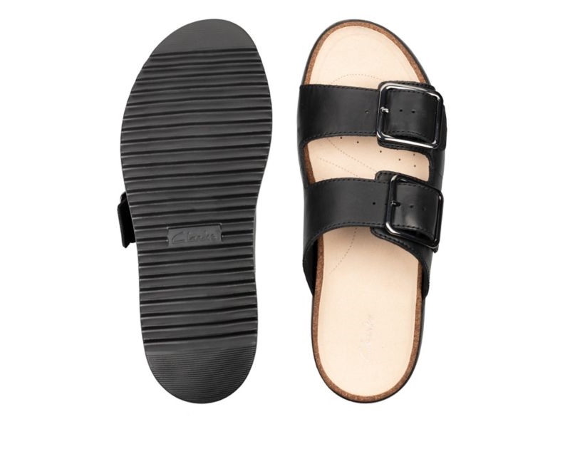 Clarks Botanic Sliders Black Women - India U6I5144-B9