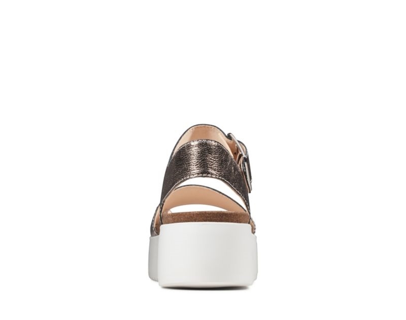 Clarks Botanic Strap Wedge Sandals Gold Women - India J4T6215-T5