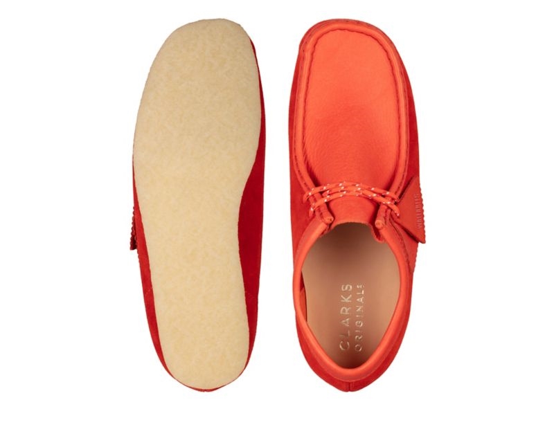 Clarks Classic Wallabee Boots Flat Shoes Red Women - India Y9H9477-E8