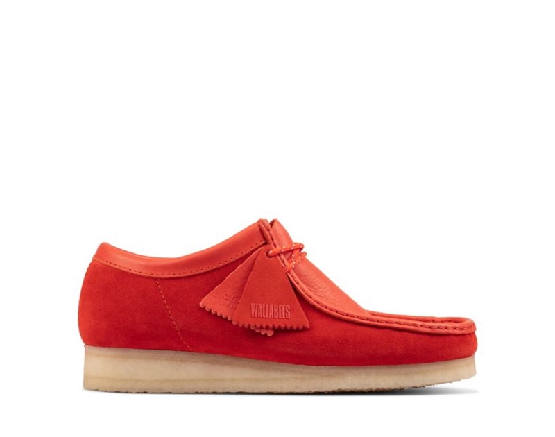 Clarks Classic Wallabee Boots Flat Shoes Red Women - India Y9H9477-E8