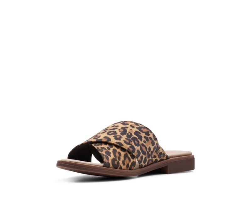 Clarks Declan Ivy Sandals Sliders Leopard Women - India A4R4436-C4