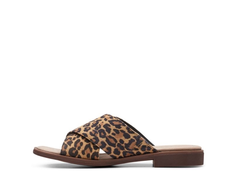 Clarks Declan Ivy Sandals Sliders Leopard Women - India A4R4436-C4