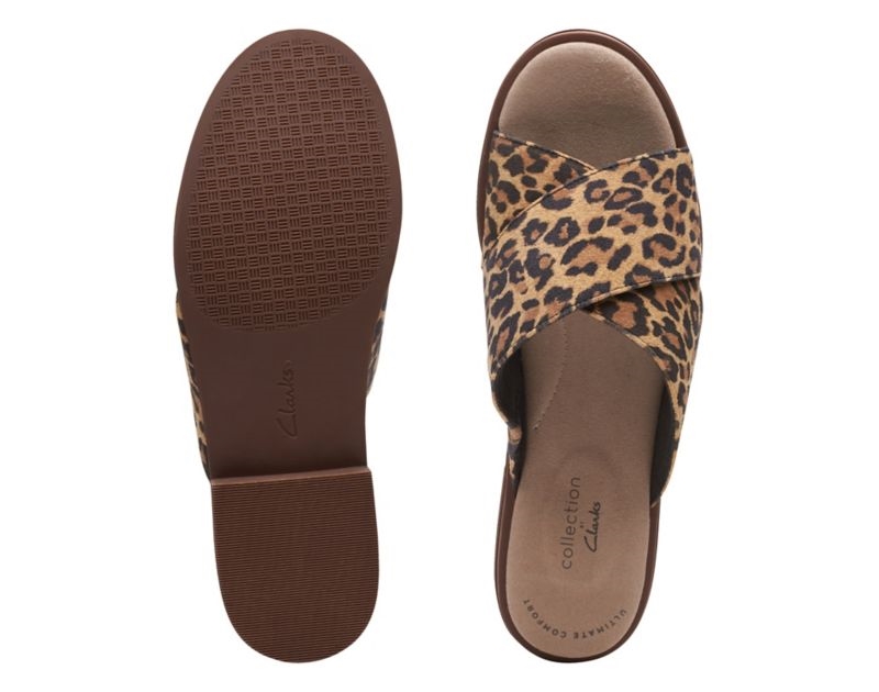 Clarks Declan Ivy Sandals Sliders Leopard Women - India A4R4436-C4
