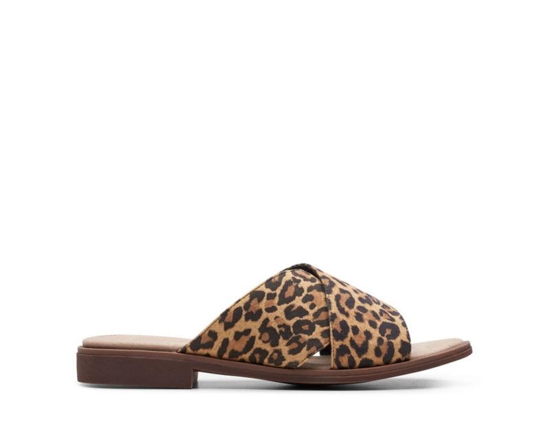Clarks Declan Ivy Sandals Sliders Leopard Women - India A4R4436-C4