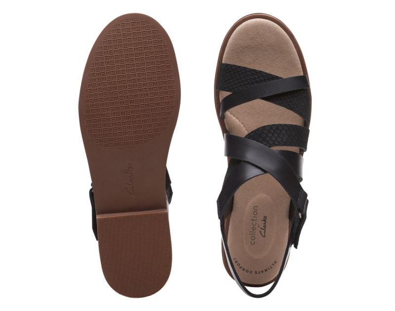 Clarks Declan Mix Sandals Flat Sandals Black Women - India Q2M6402-P4
