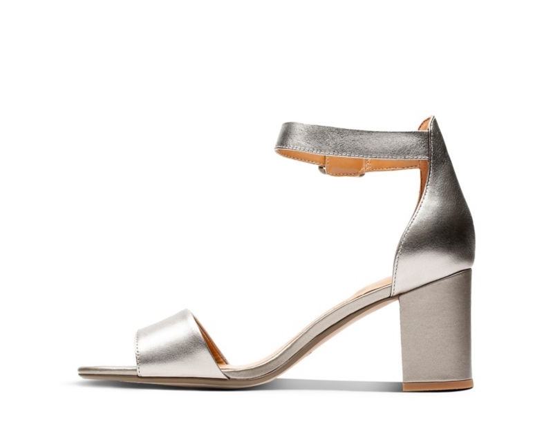 Clarks Deva Mae Heeled Sandals Silver Metal Women - India G9L2886-E0