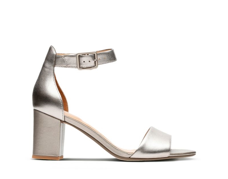 Clarks Deva Mae Heeled Sandals Silver Metal Women - India G9L2886-E0