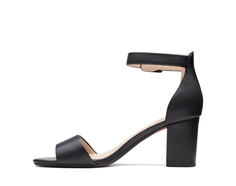Clarks Deva Mae Sandals Heels Black Women - India I2X7903-S0