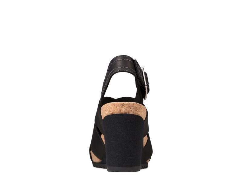Clarks Flex Sand Wedge Sandals Black Women - India M5F5182-B2