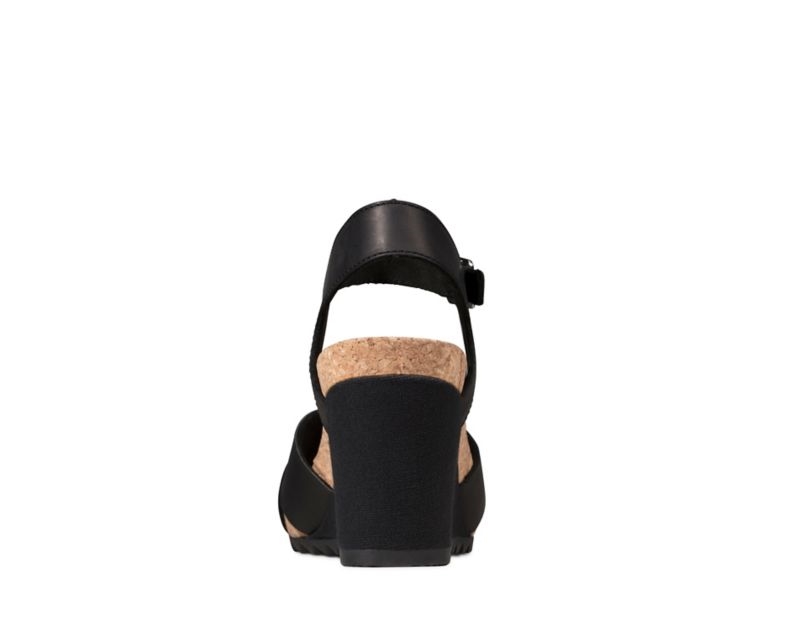 Clarks Flex Sun Wedge Sandals Black Women - India T6T3737-Z6