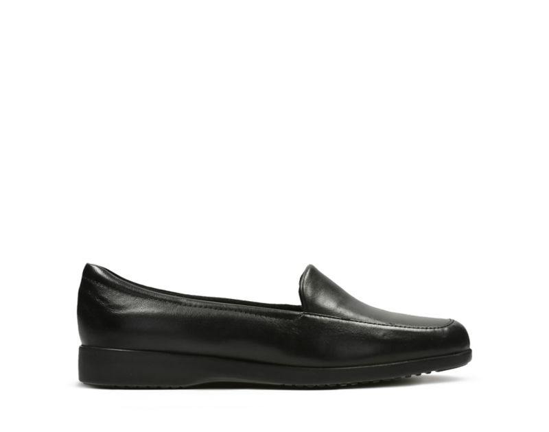 Clarks Georgia Flat Shoes Black Women - India G4L7640-X2