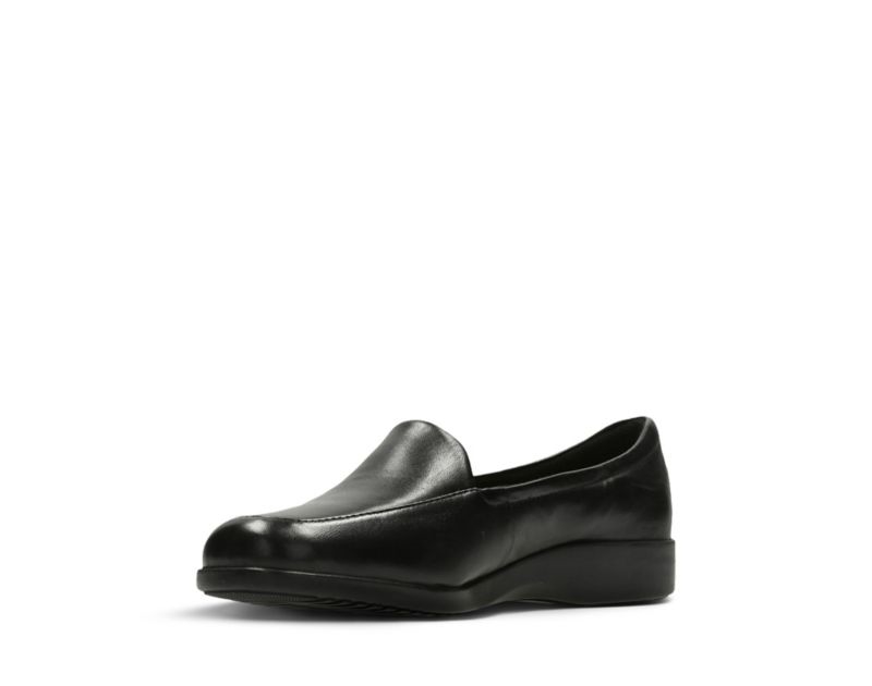 Clarks Georgia Loafers Wide Fit Shoes Black Women - India H0C6183-R1