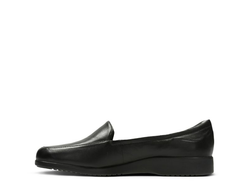 Clarks Georgia Loafers Wide Fit Shoes Black Women - India H0C6183-R1