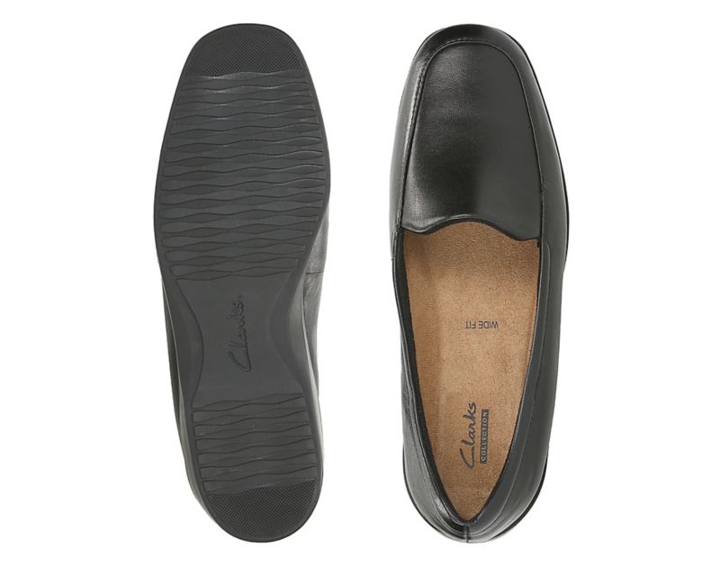 Clarks Georgia Loafers Wide Fit Shoes Black Women - India H0C6183-R1
