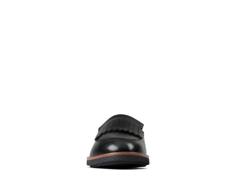 Clarks Griffin Kilt Loafers Flat Shoes Black Women - India L3Z9205-K1