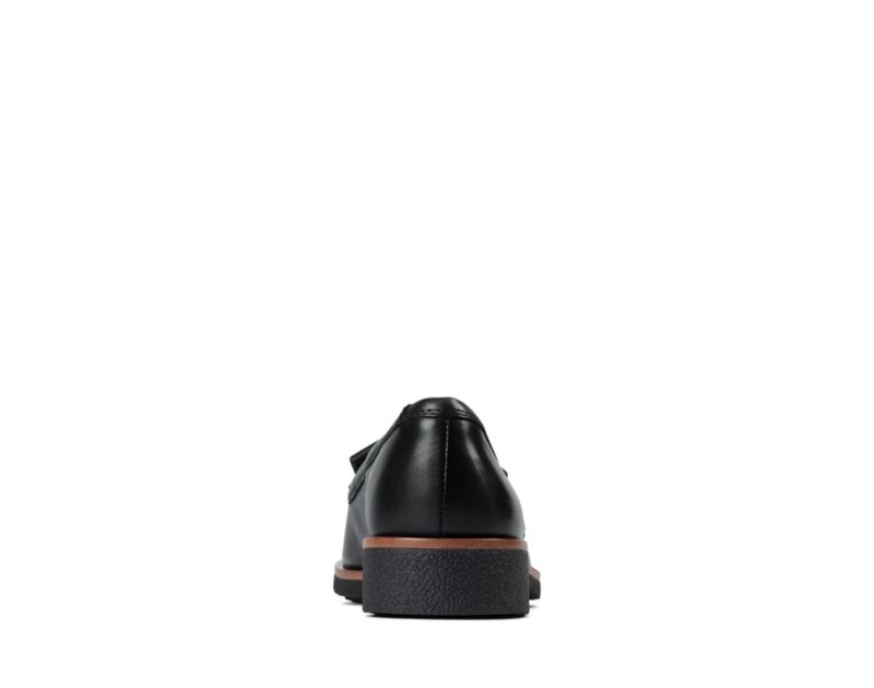Clarks Griffin Kilt Loafers Flat Shoes Black Women - India L3Z9205-K1