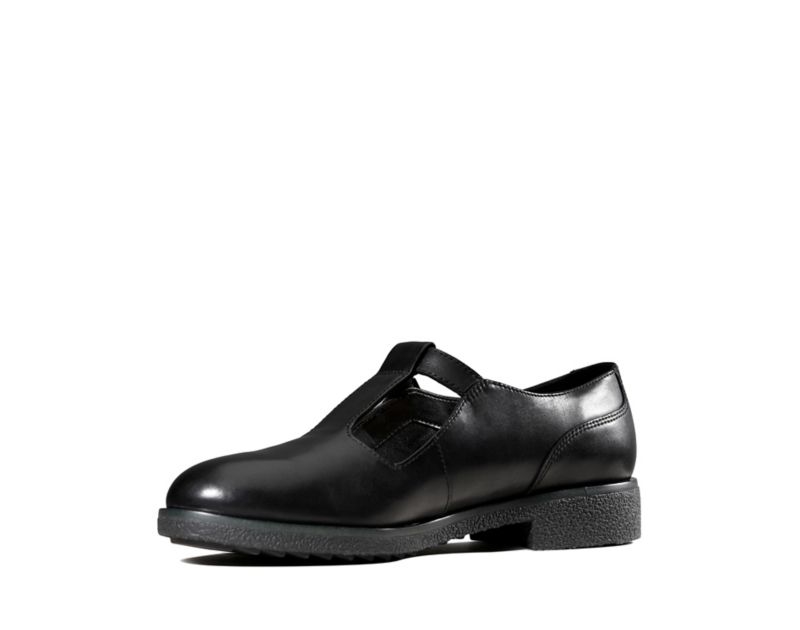 Clarks Griffin Town Flat Shoes Black Women - India G0G2542-M1