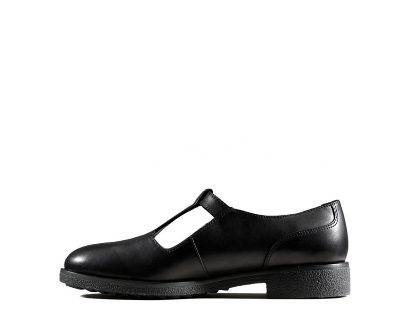 Clarks Griffin Town Flat Shoes Black Women - India G0G2542-M1