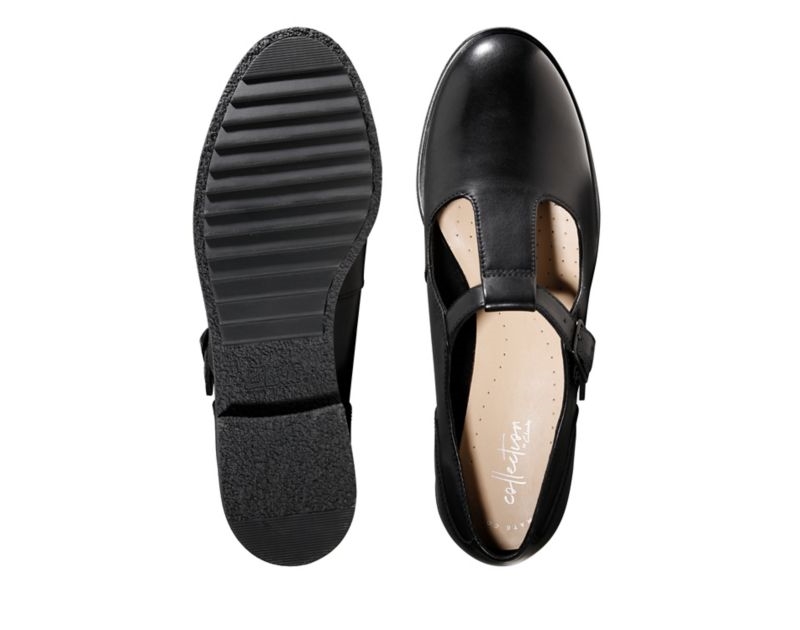 Clarks Griffin Town Flat Shoes Black Women - India G0G2542-M1