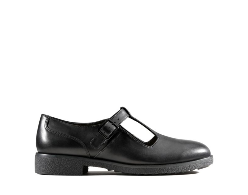 Clarks Griffin Town Flat Shoes Black Women - India G0G2542-M1