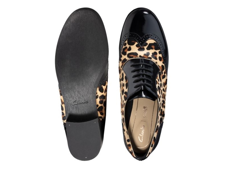 Clarks Hamble Oak Brogues Flat Shoes Leopard Women - India F3W5675-B3