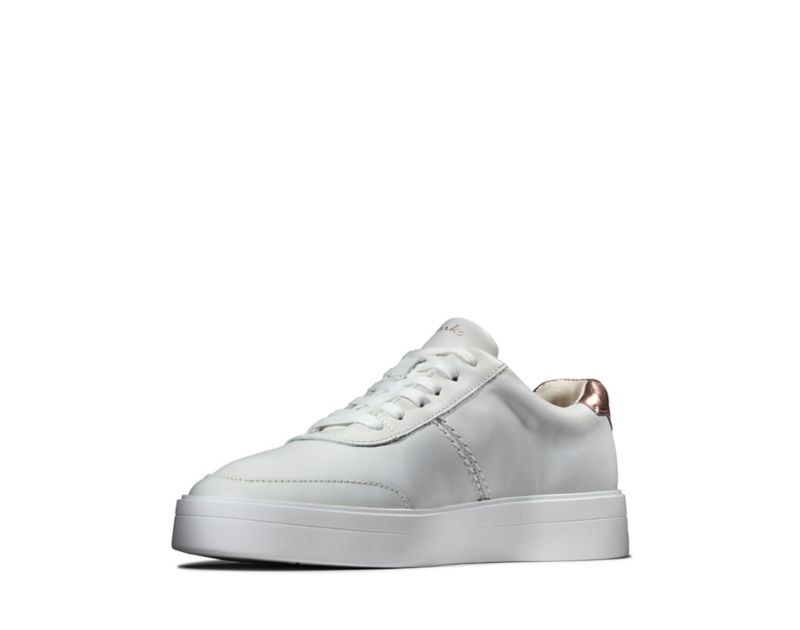 Clarks Hero Walk Trainers Flat Shoes White Women - India D6K8631-U4