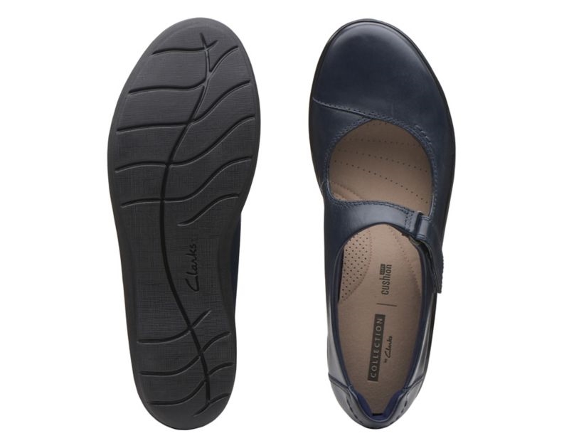 Clarks Hope Henley Flat Shoes Navy Women - India F5W8324-F5