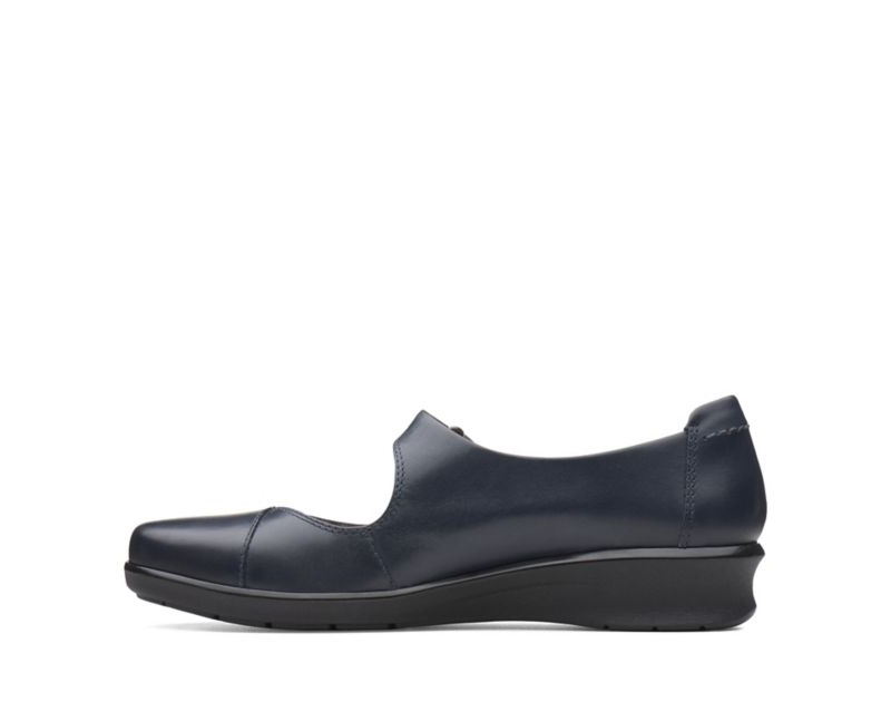 Clarks Hope Henley Flat Shoes Wide Fit Shoes Navy Women - India C0D4843-K7