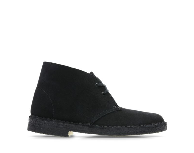 Clarks Iconic Desert Boots Black Women - India H2J3971-D8