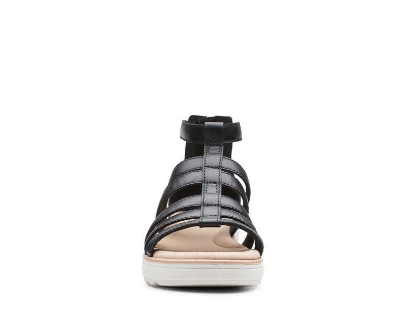 Clarks Jillian Nina Wedge Sandals Black Women - India A6L9715-K3
