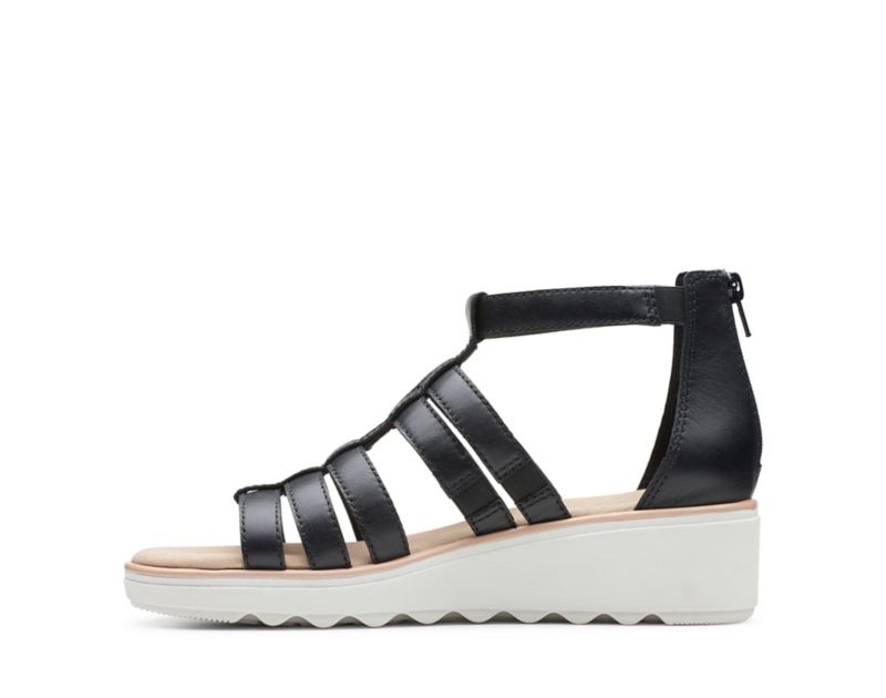Clarks Jillian Nina Wedge Sandals Black Women - India A6L9715-K3