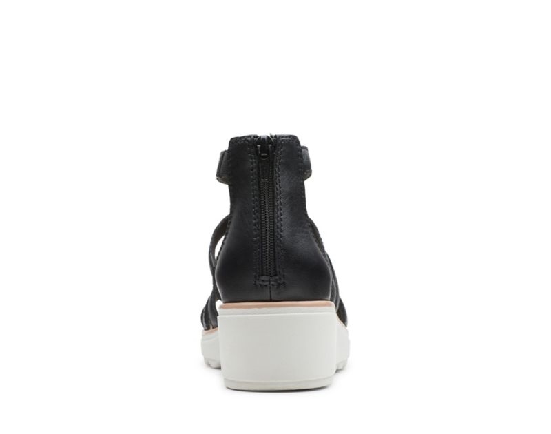 Clarks Jillian Nina Wedge Sandals Black Women - India A6L9715-K3