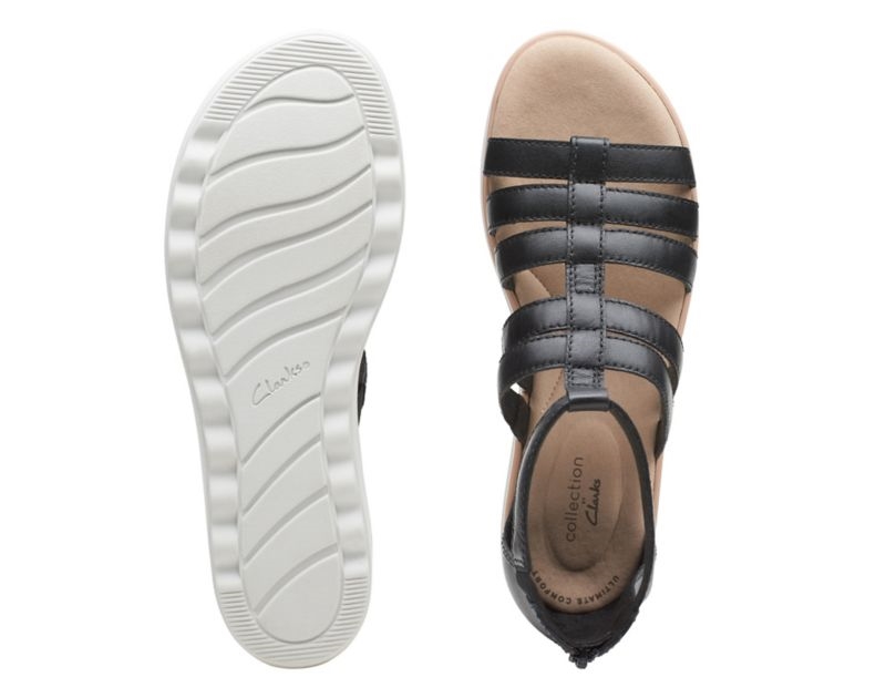 Clarks Jillian Nina Wedge Sandals Black Women - India A6L9715-K3