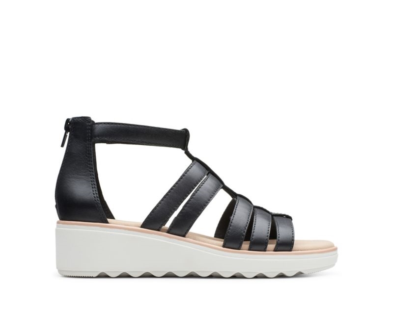 Clarks Jillian Nina Wedge Sandals Black Women - India A6L9715-K3