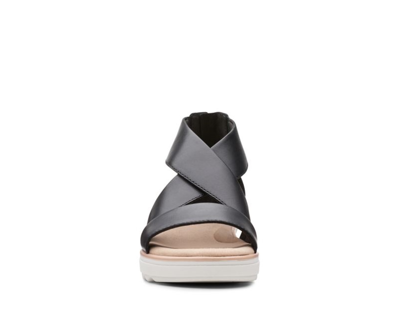 Clarks Jillian Rise Sandals Wedge Sandals Black Women - India H3C3393-R7