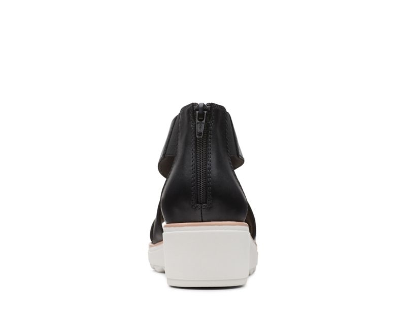 Clarks Jillian Rise Sandals Wedge Sandals Black Women - India H3C3393-R7