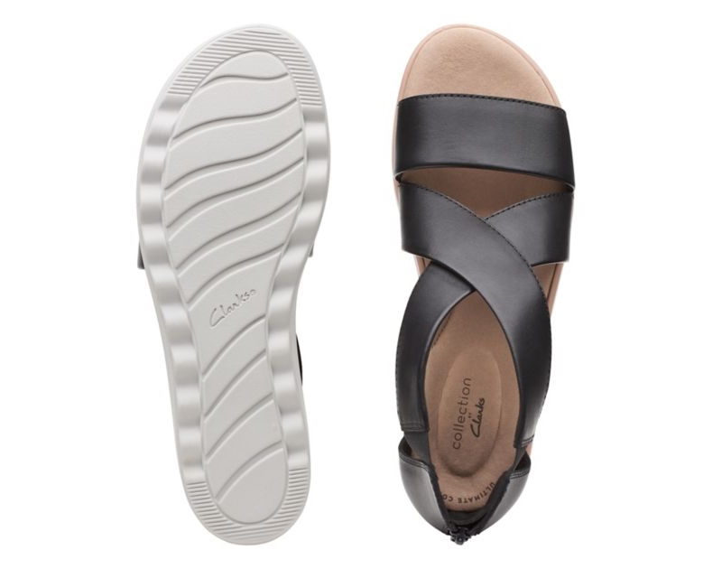 Clarks Jillian Rise Sandals Wedge Sandals Black Women - India H3C3393-R7