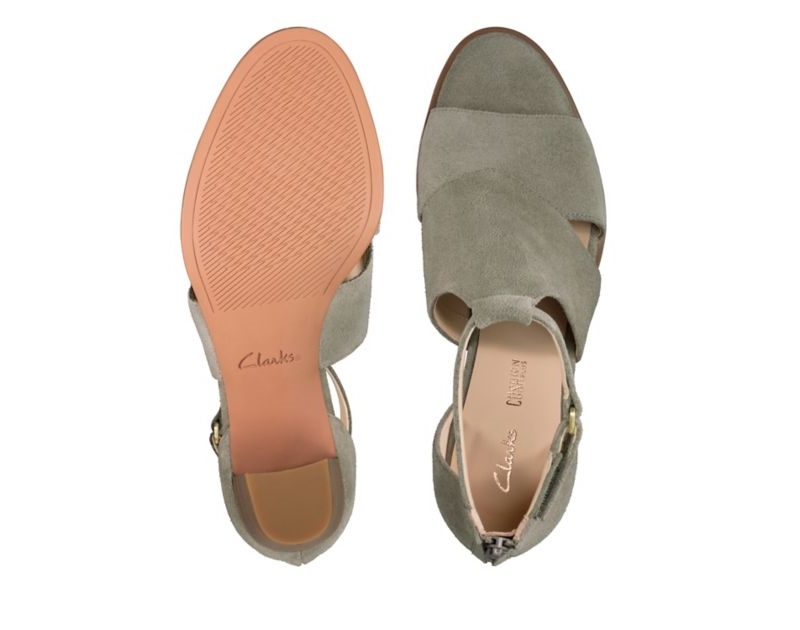 Clarks Kaylin 60 Glad Heeled Sandals Olive Women - India O7C6695-A3