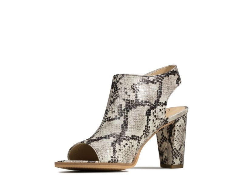Clarks Kaylin 85 Sling Heeled Sandals Grey Snake Women - India I3Z8754-A4